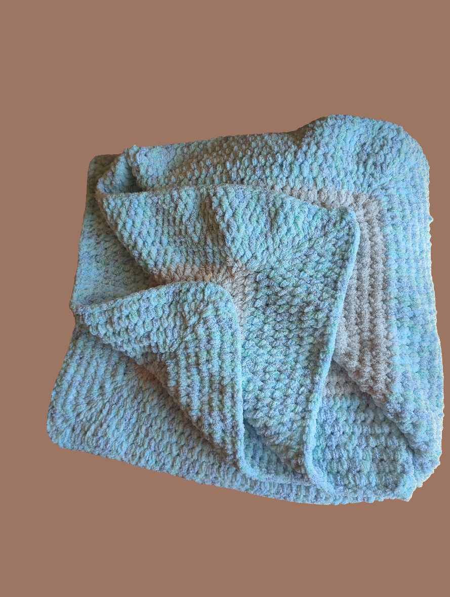 Crochet Afghan Throw Blanket Handmade Chenille