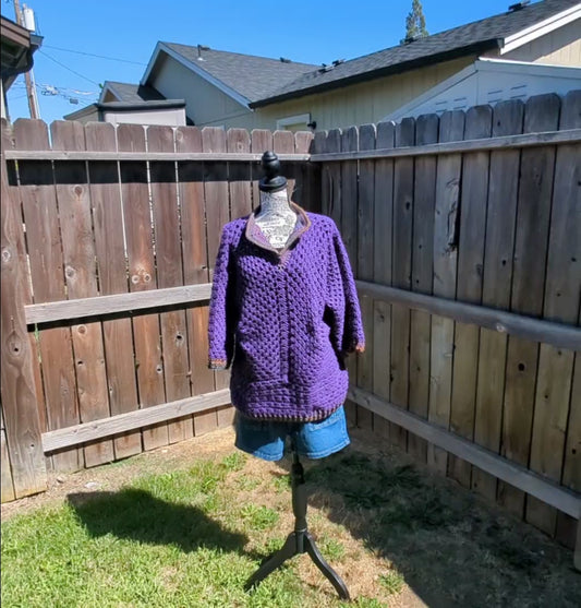 Crochet V-Neck Sweater Large/XL