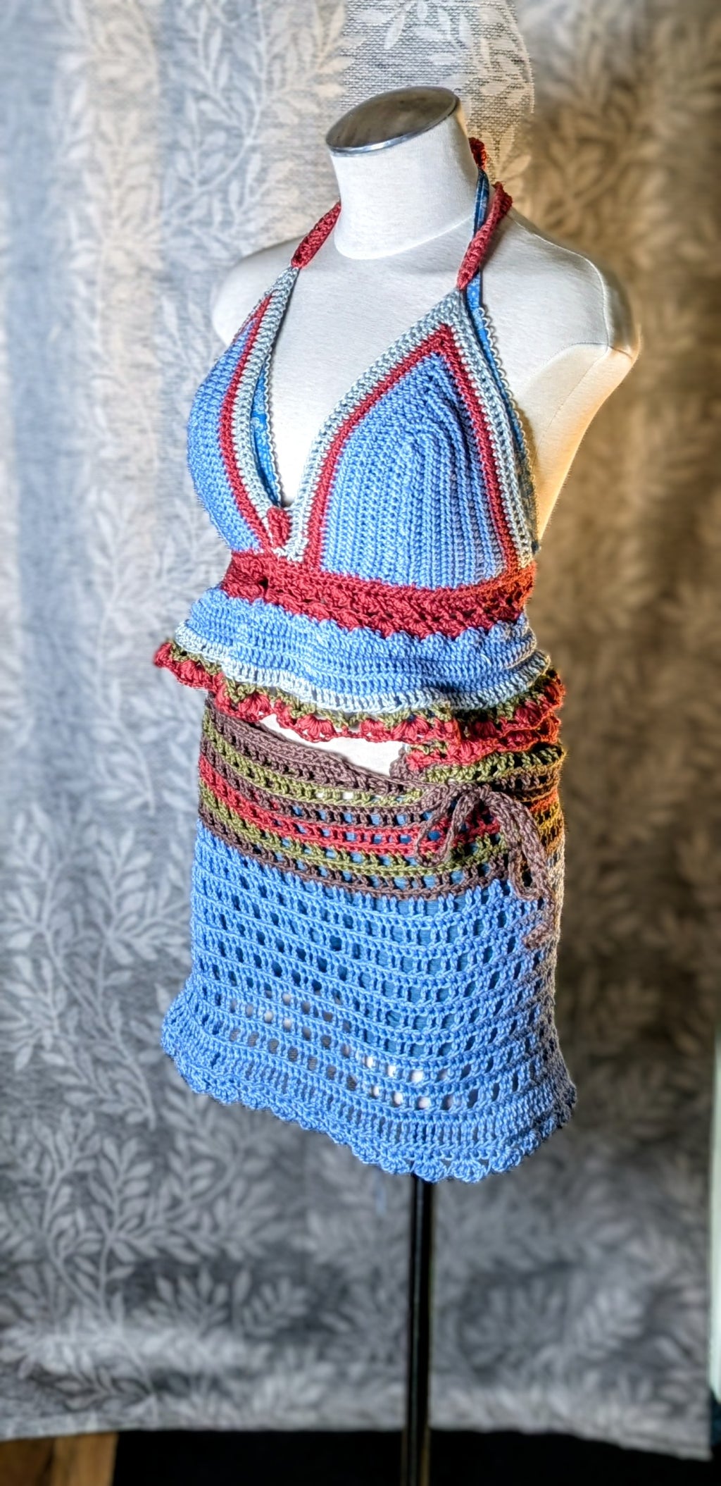 Crochet Cotton Bralette Skirt Set