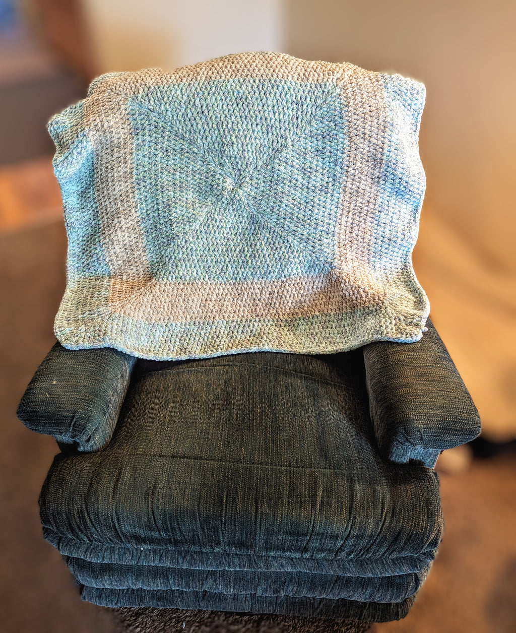 Crochet Afghan Throw Blanket Handmade Chenille