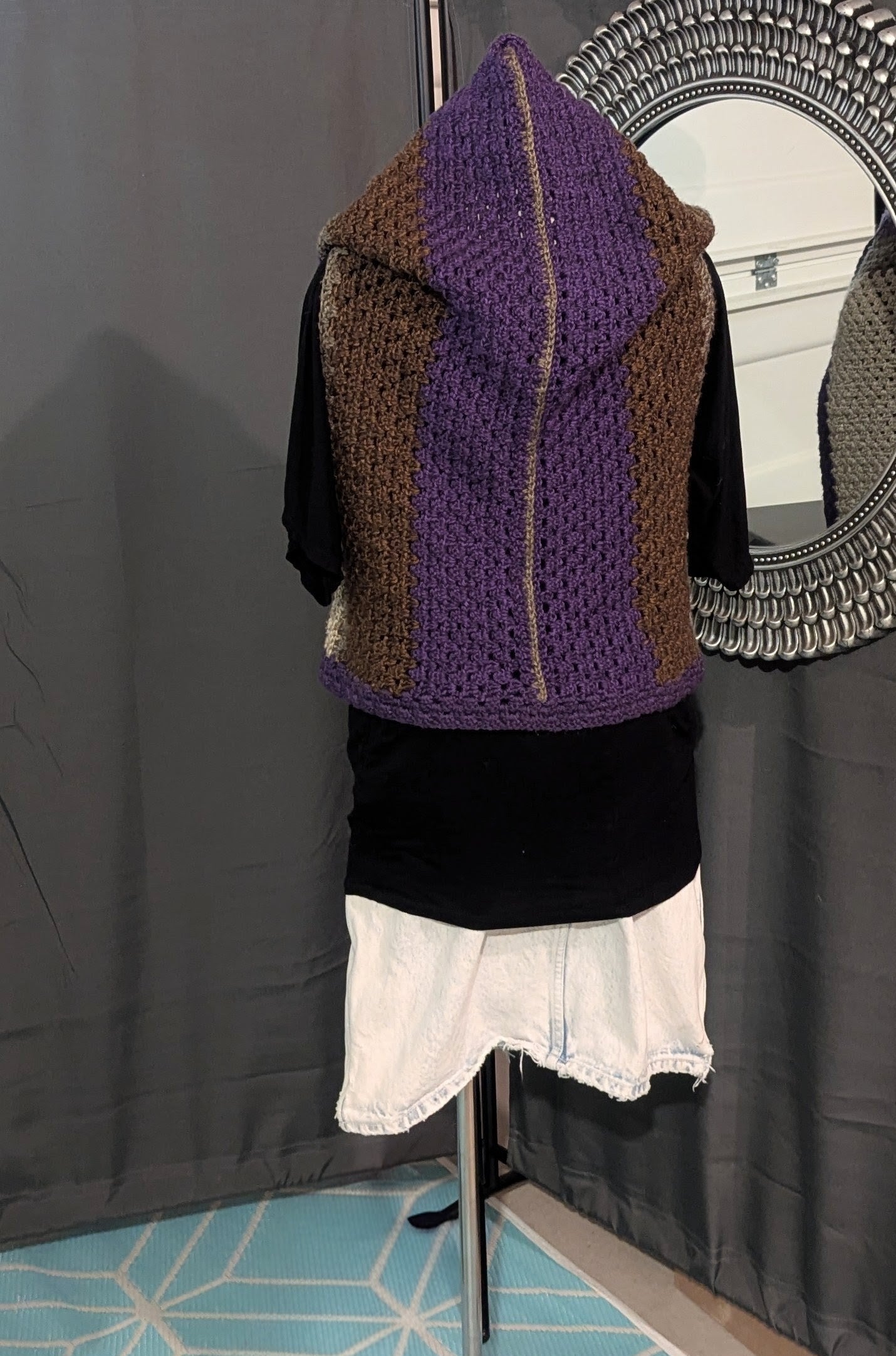 Hooded Vest Button Neck