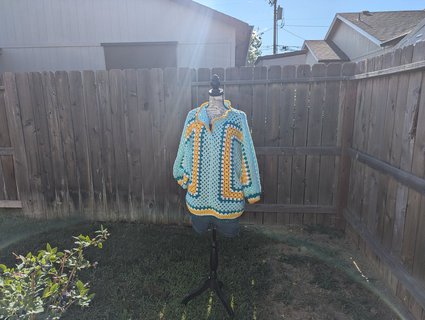 Crochet V-Neck Sweater Large XL
