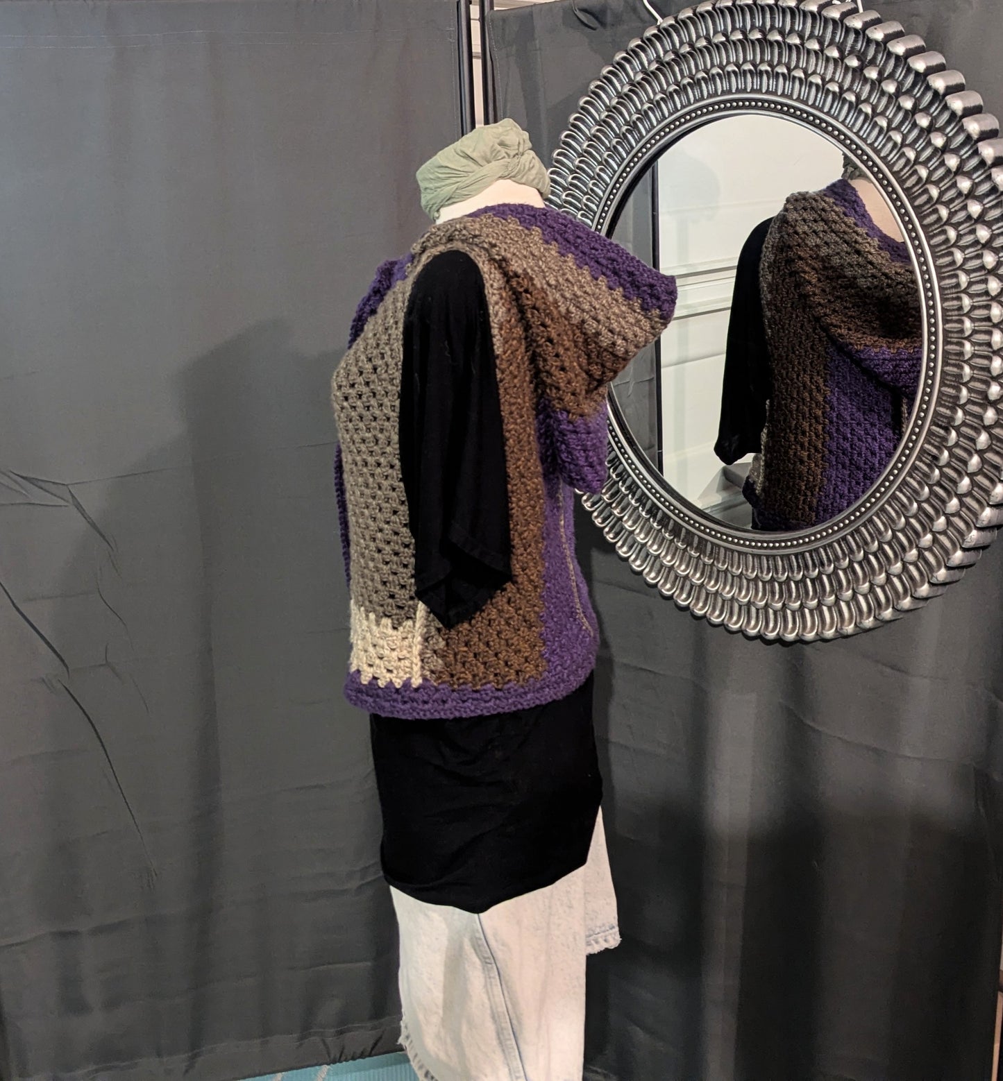 Hooded Vest Button Neck