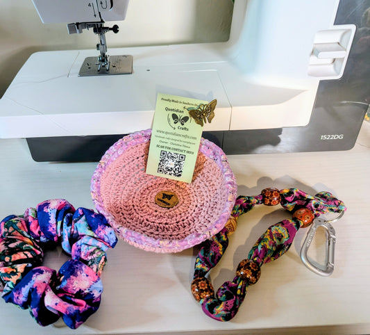 Key Bowl Gift Set Scrunchie/ Keychain/ Pin / Bowl