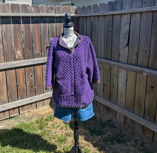Crochet V-Neck Sweater Large/XL
