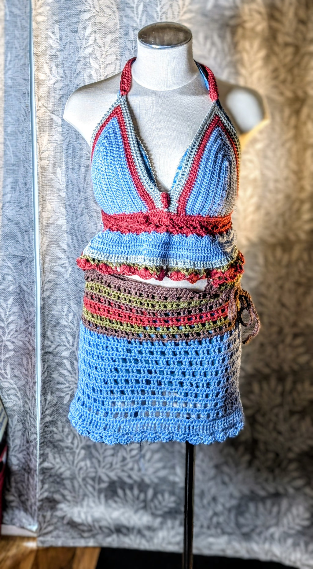 Crochet Cotton Bralette Skirt Set