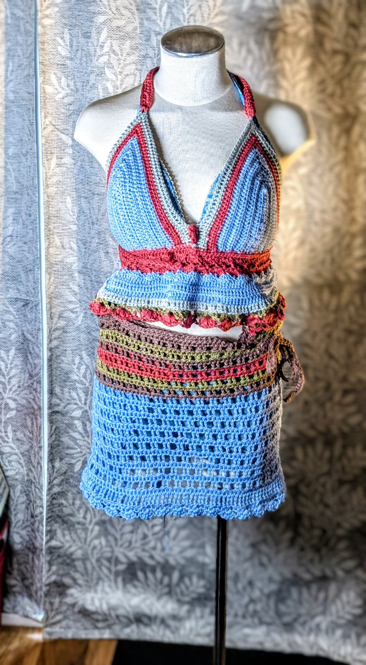 Crochet Cotton Bralette Skirt Set